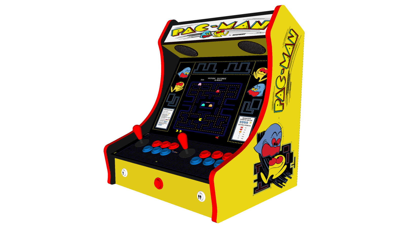 Pacman Yellow Theme Retro Bartop Arcade Machine 680 Games