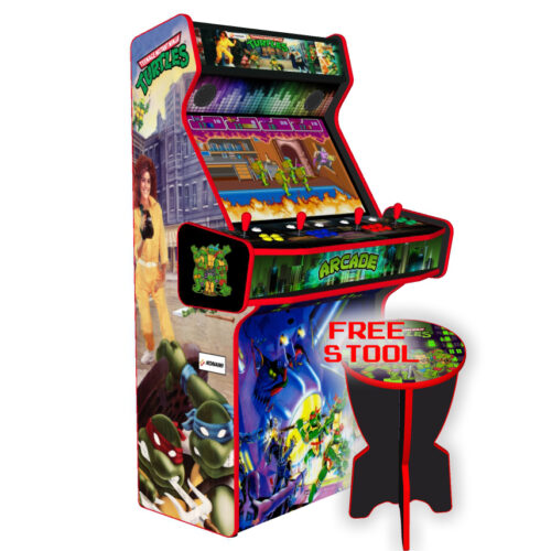 Teenage Mutant Ninja Turtles TMNT Upright 4 Player Arcade Machine, 32 screen, 120w sub, 5000 games (3) - with stool