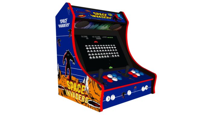 Classic Bartop Arcade - Space Invaders theme RetroPI with 15,000 games - black bezel - left side