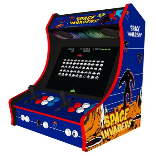 Classic Bartop Arcade - Space Invaders theme RetroPI with 15,000 games - black bezel - right side