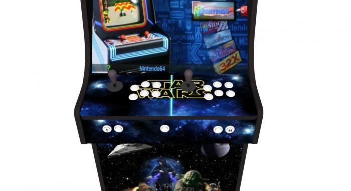 Star Wars Upright Arcade Machine, 15,000+ Games, 24 Inch Screen, Subwoofer, RGB LEDs RetroPI, American Style Classic White Buttons