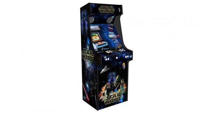 Star Wars Upright Arcade Machine, 15,000+ Games, 24 Inch Screen, Subwoofer, RGB LEDs RetroPI, American Style Classic White Buttons - Left