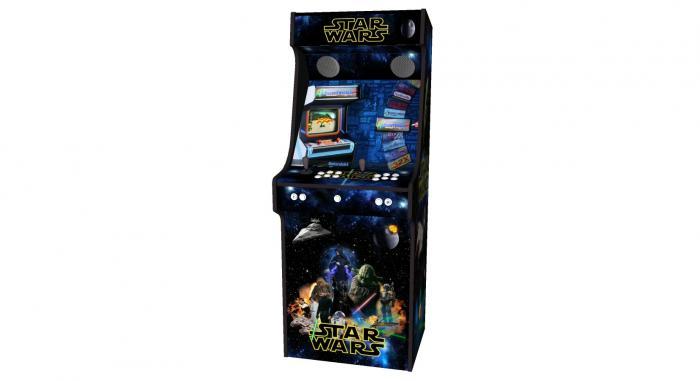 Star Wars Upright Arcade Machine, 15,000+ Games, 24 Inch Screen, Subwoofer, RGB LEDs RetroPI, American Style Classic White Buttons - Middle