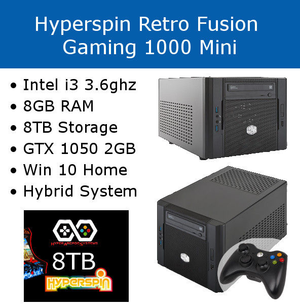 Hyperspin Preconfigured Gaming Machine – Retro Fusion 1000 Mini