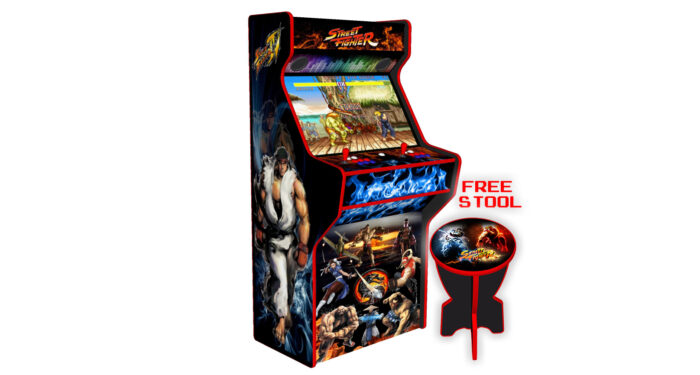 Street Fighter 32 Inch Upright Arcade Machine - American Style Joysticks - Red Tmold - Left
