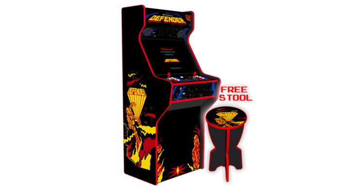 Defender-27-Inch-Upright-Arcade-Machine-American-Style-Joysticks-Red-Tmold-Left-15k-games-free-stool