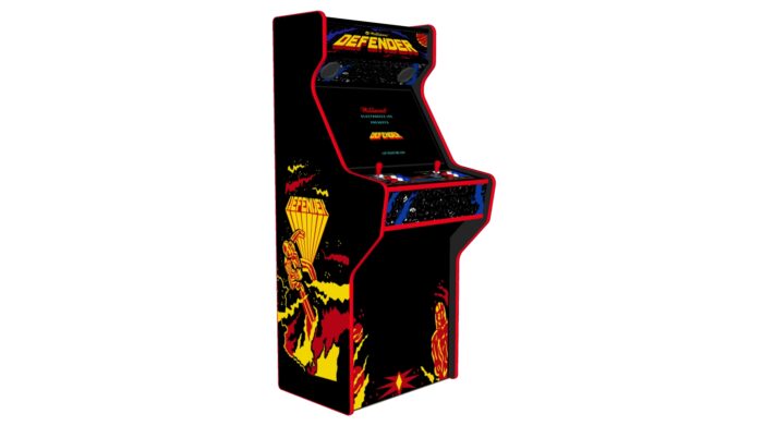 Defender - 27 Inch Upright Arcade Machine - American Style Joysticks - Red Tmold - Left