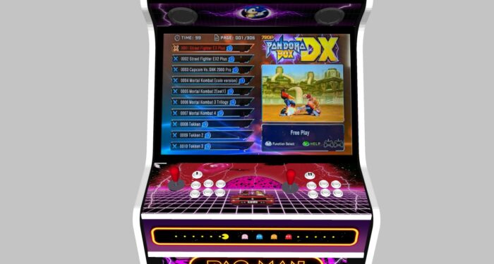 Multicade - 27 Inch Upright Arcade Machine - American Style Joysticks - white Tmold - controls