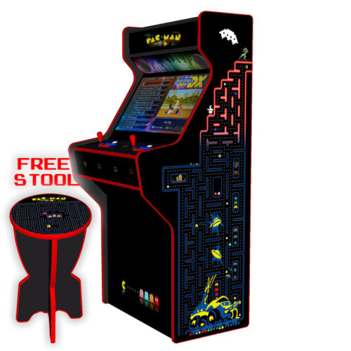 PacMan - 32 Inch Upright Arcade Machine - American Style Joysticks - Red Tmold - Right - 3btns
