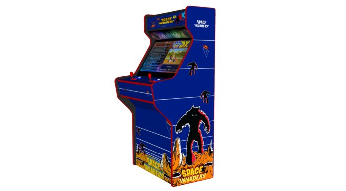 Space Invaders - 32 Inch Upright Arcade Machine - American Style Joysticks - Red Tmold - Right - 3btns