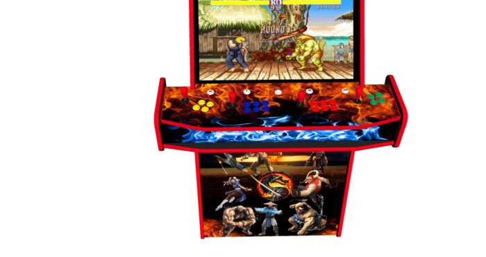 Street Fighter Upright 4 Player Arcade Machine, 32 screen, 120w sub, 5000 games - controller