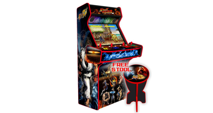 Street Fighter Upright 4 Player Arcade Machine, 32 screen, 120w sub, 5000 games - left - free stool