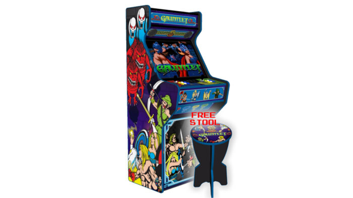Gauntlet Upright Arcade Machine 27 Inch - left - with stool