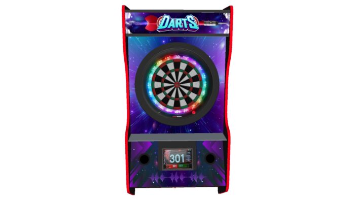 Wall hanging dart machine, RGB LEDs on the back, blue theme - middle