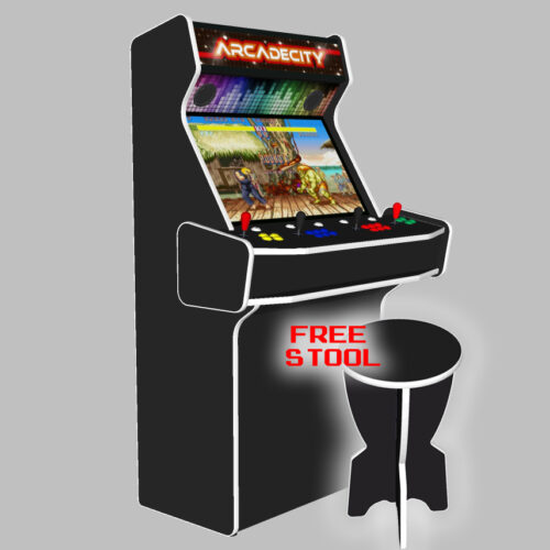 4 Player Arcade Machine, 32 screen, 120w sub, 5000 games, Illuminated Buttons, RGBW LEDs Underneath (6) - with stool