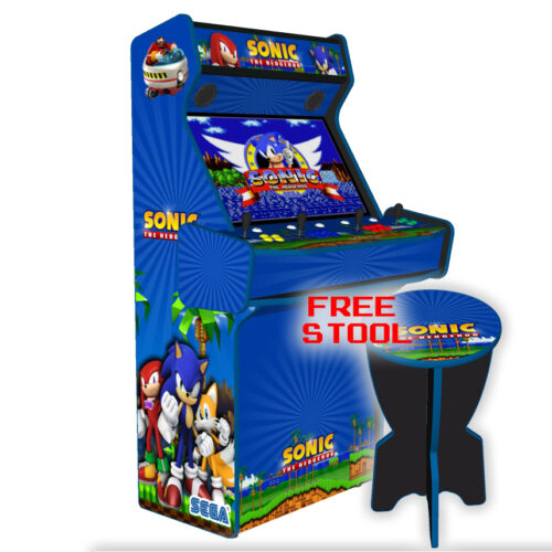 Sonic The Hedgehog Upright 4 Player Arcade Machine, 32 screen, 120w sub, 5000 games (6) - with stool