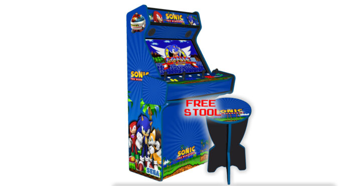 Sonic The Hedgehog Upright 4 Player Arcade Machine, 32 screen, 120w sub, 5000 games (6) - with stool