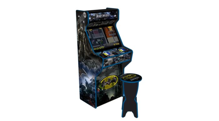 Batman 27 Inch full size arcade machine with 120w subwoofer, LEDs Underneath 5 - left-with-stool
