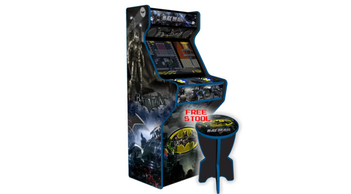 Batman 27 Inch full size arcade machine with 120w subwoofer, LEDs Underneath 7 - left-with-free-stool