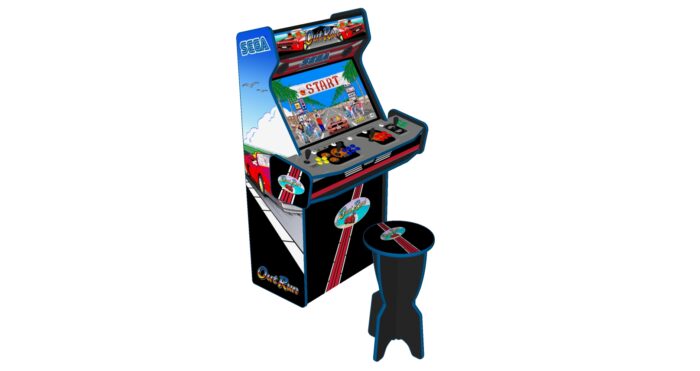 OutRun Black Upright 4 Player Arcade Machine, 32 screen, 120w sub, 5000 games (5) - left with stool