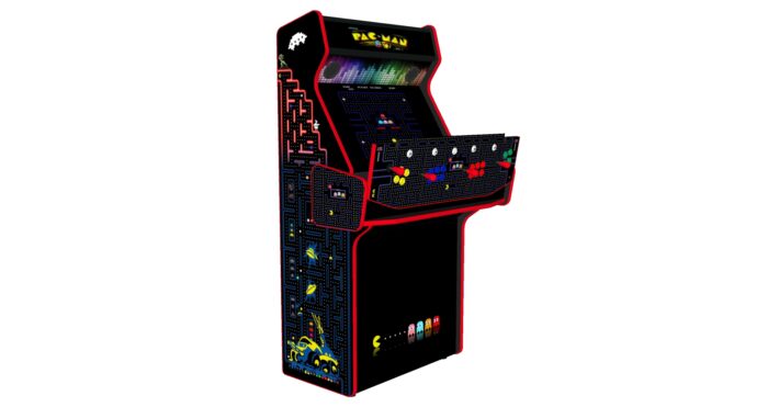 Pacman Black Upright 4 Player Arcade Machine, 32 screen, 120w sub, 5000 games (6) - open panel