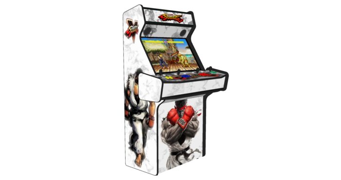 SF 5 White Upright 4 Player Arcade Machine, 32 screen, 120w sub, 5000 games (1) - left