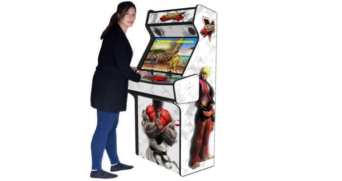 SF 5 White Upright 4 Player Arcade Machine, 32 screen, 120w sub, 5000 games (7) - right - model