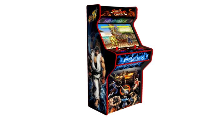 Street Fighter 32 Inch Upright Arcade Machine - American Style Joysticks - Red Tmold - Left