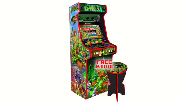 Teenage Mutant Ninja Turtles TMNT v2, Upright Arcade Cabinet, 3000 Games, 120w subwoofer, 24 inch - left with stool