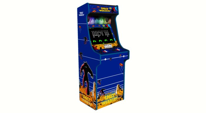 Space Invaders, Upright Arcade Cabinet Blue Trim, 3000 Games, 120w subwoofer, 24 inch screen - left