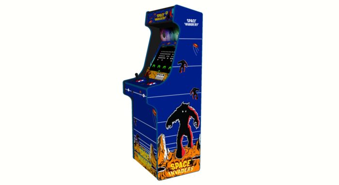 Space Invaders, Upright Arcade Cabinet Blue Trim, 3000 Games, 120w subwoofer, 24 inch screen - right