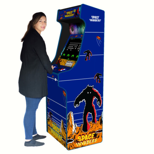 Space Invaders, Upright Arcade Cabinet Blue Trim, 3000 Games, 120w subwoofer, 24 inch screen - right - model