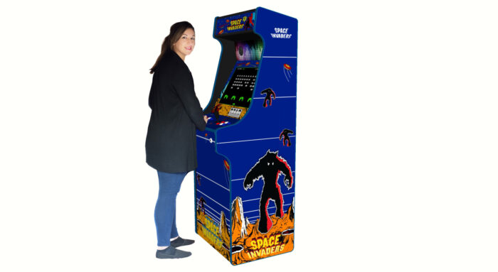 Space Invaders, Upright Arcade Cabinet Blue Trim, 3000 Games, 120w subwoofer, 24 inch screen - right - model