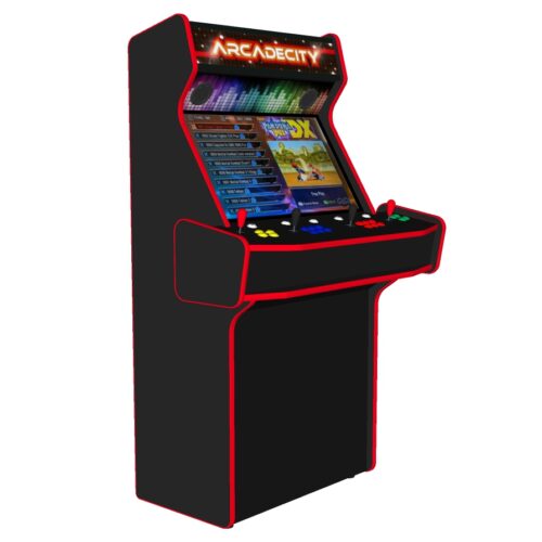 4 Player Arcade Machine, 32 screen, Red Trim, 120w sub, 5000 games, Illuminated Buttons, RGBW LEDs Underglow -left