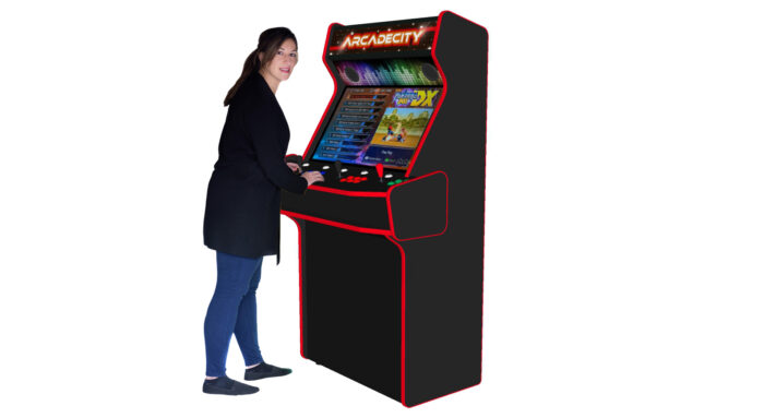 4 Player Arcade Machine, 32 screen, Red Trim, 120w sub, 5000 games, Illuminated Buttons, RGBW LEDs Underglow -right - model
