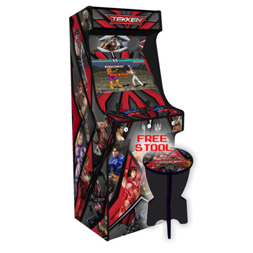 Tekken, Upright Arcade Cabinet, 3000 Games, 120w subwoofer, 24 inch - left - stool