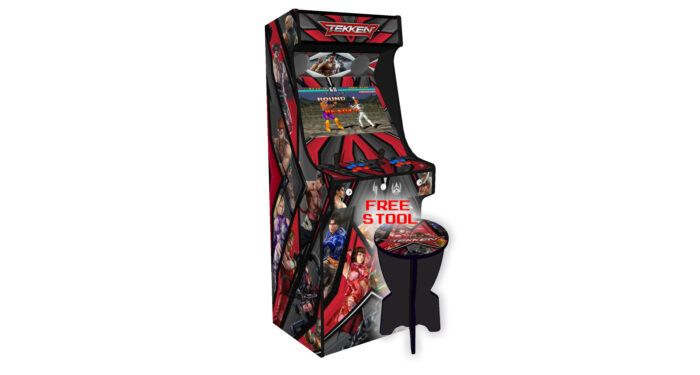Tekken, Upright Arcade Cabinet, 3000 Games, 120w subwoofer, 24 inch - left - stool