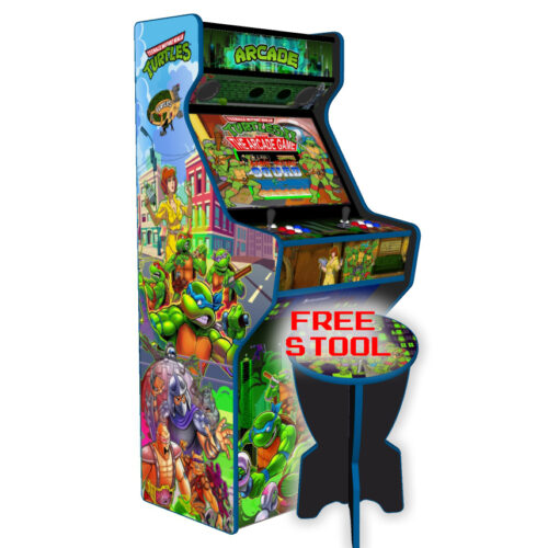 TMNT v2 27 Inch full size arcade machine with 120w subwoofer, LEDs Underneath 7 - left-with-free-stool