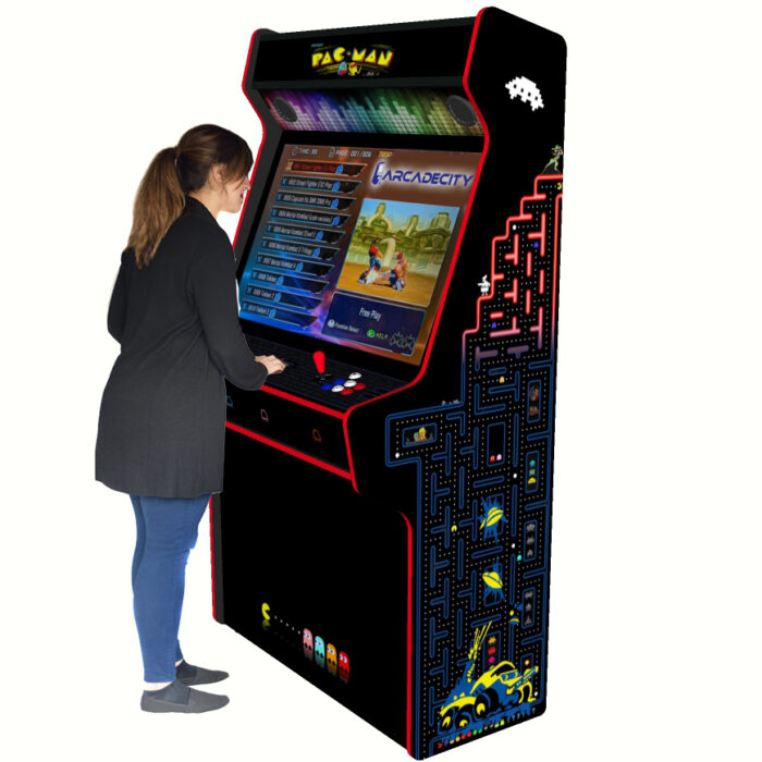 Pacman Arcade Machine, 5000 Games, 43 inch screen, 120w subwoofer - right - with model