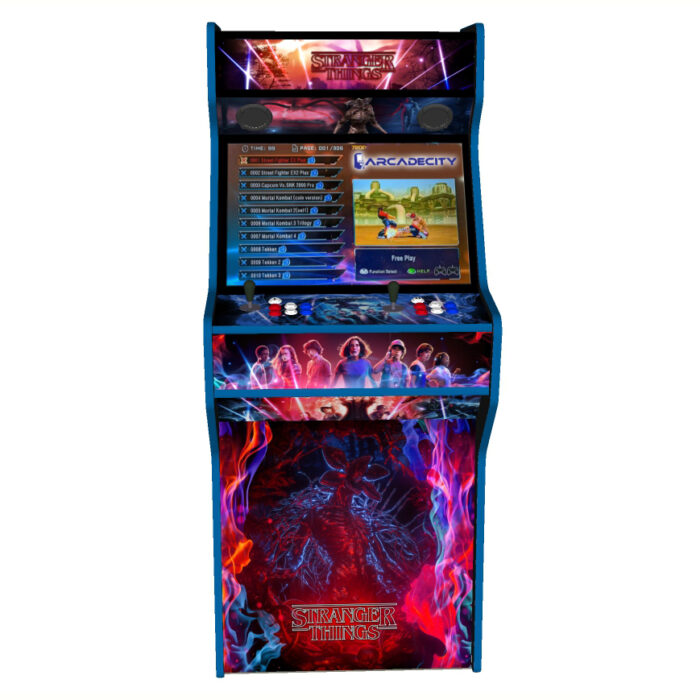 Stranger Things 27 Inch Upright Arcade Machine - American Style Joysticks - Blue Tmold - Middle