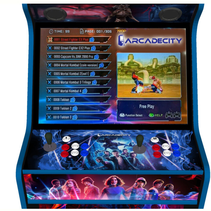 Stranger Things 27 Inch Upright Arcade Machine - American Style Joysticks - Blue Tmold - centre