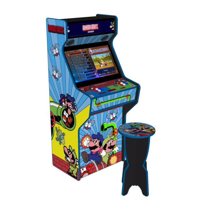 Mario Bros, 27 Inch full size arcade machine, 3000 games,120w subwoofer - stool