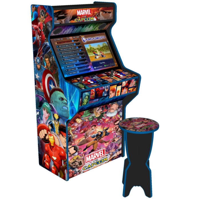 Marvel vs Capcom Arcade Machine, 5000 Games, 32 inch screen, 120w subwoofer - left with stool