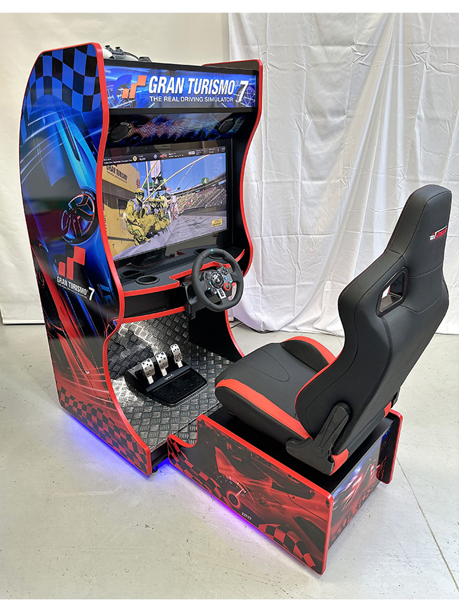 Gran Turismo 7 Racing Simulator with 32 Inch Screen, 120W Subwoofer and Racing Seat - left