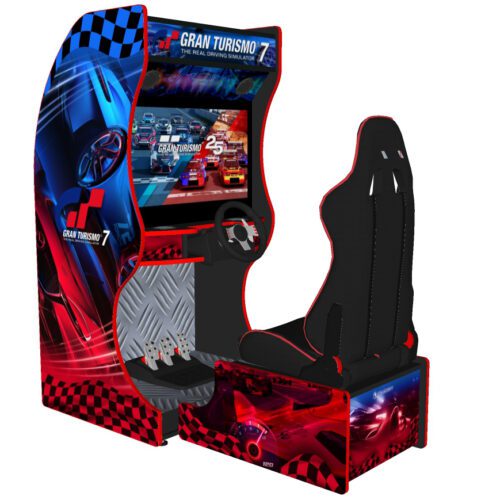 Gran Turismo 7 Racing Simulator with 32 Inch Screen, 120W Subwoofer and Racing Seat - left