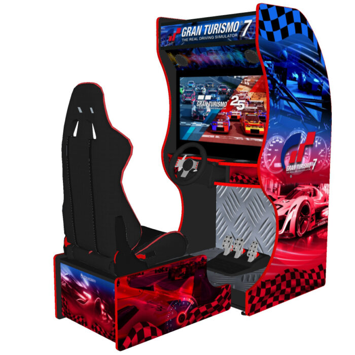 Gran Turismo 7 Racing Simulator with 32 Inch Screen, 120W Subwoofer and Racing Seat - right