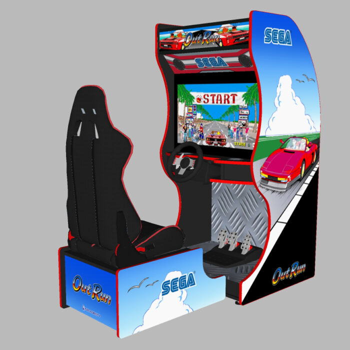 OutRun Themed Racing Simulator with 32 Inch Screen, 120W Subwoofer and Racing Seat - right