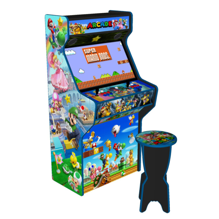 Super Mario Bros Arcade Machine, 5000 Games, 32 inch screen, 120w subwoofer -stool