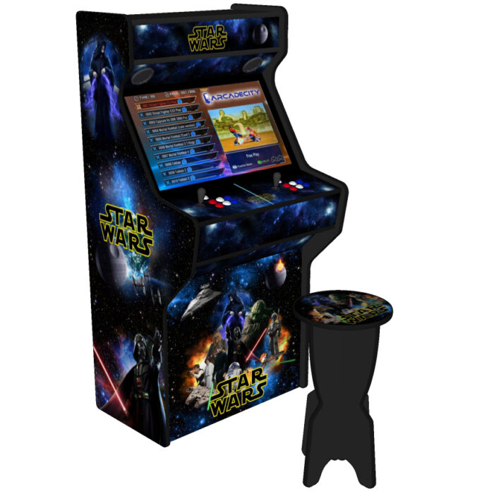 Star Wars Arcade Machine, 5000 Games, 32 inch screen, 120w subwoofer - left with stool